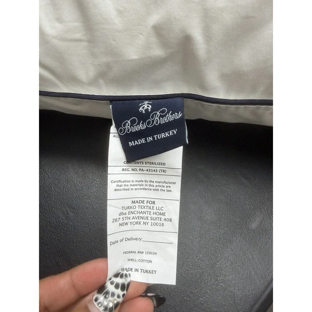 Brooks Brothers Down & Feathers King Size Bed Pillow 20”x36”